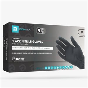 DOMREX black nitrile gloves 5 mil. p / free. Box / 100