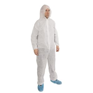 Stellar polypropylene coverall with cap white
