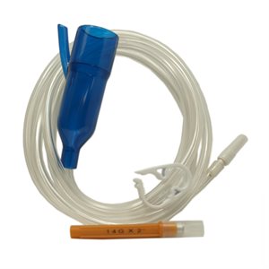 Simplex IV set silicone tubing - 14g x 2"needle and flow reg